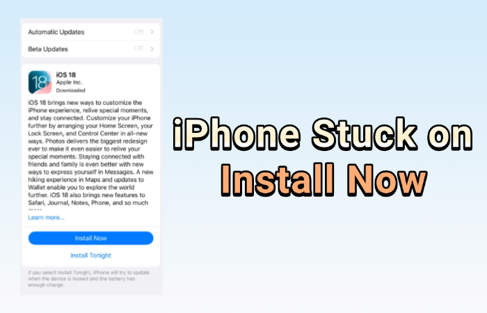 iphone stuck on install now