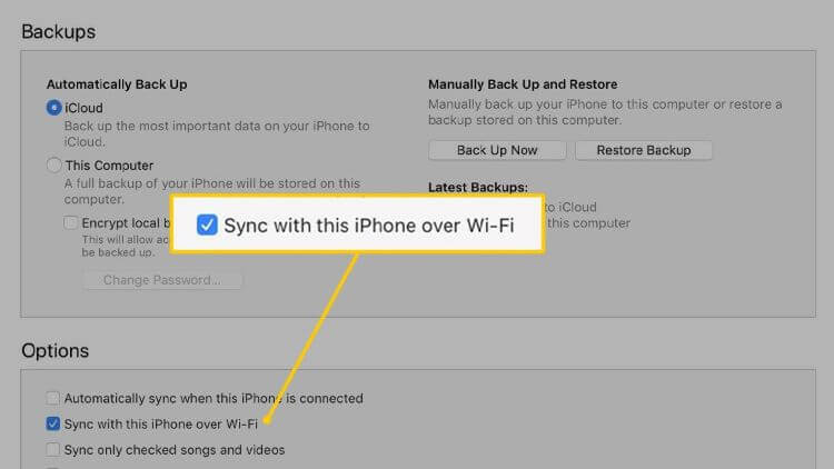 itunes sync with this iphone over wifi