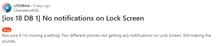 lock screen notifications not working ios 18