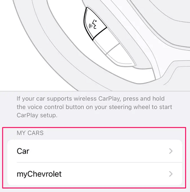 look for your car on carplay