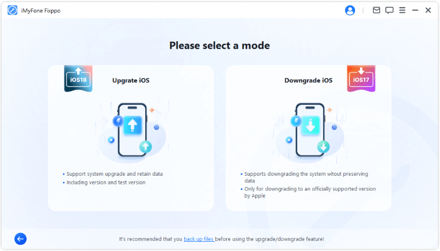 choose to downgrade ios