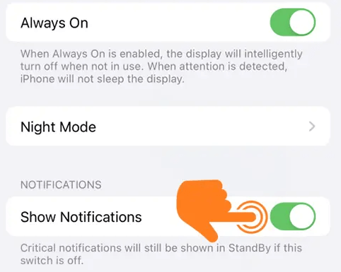 notifications standby mode