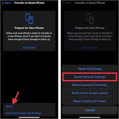 reset iphone network settings