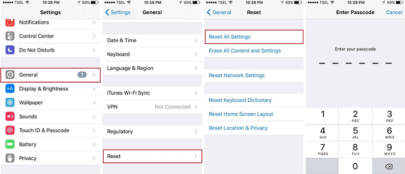 reset iphone settings