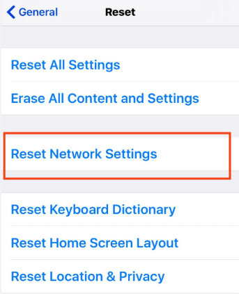 reset network settings ios17