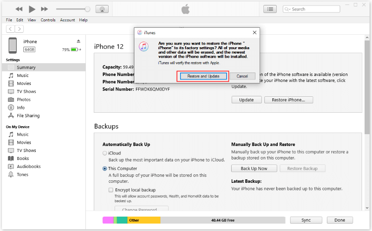 restaurează și actualizează iPhone-ul prin intermediul iTunes