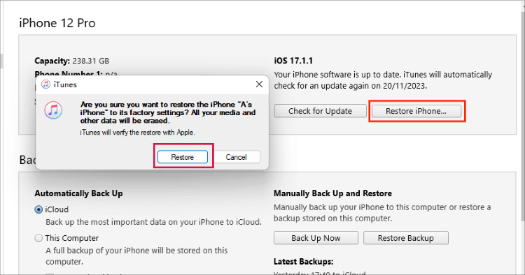 restore your iphone with iTunes
