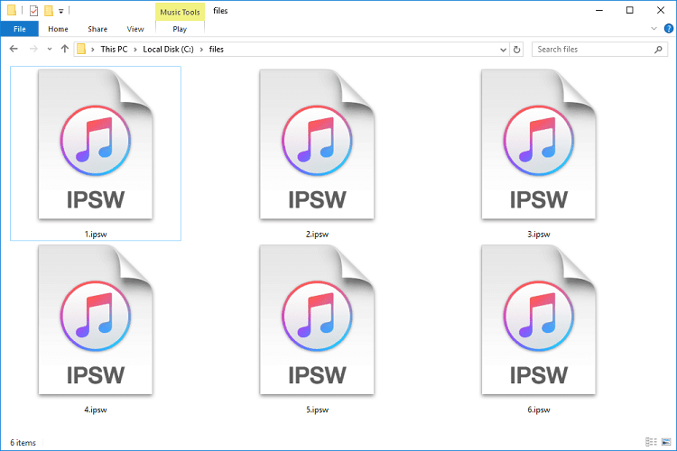 select the downloaded ipsw file