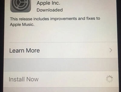 iphone stuck on install now