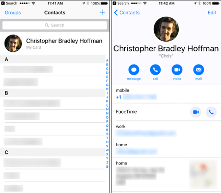 tap Edit button in Contacts App