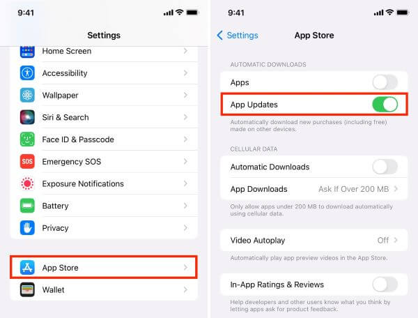 turn off automatic app updates on iphone