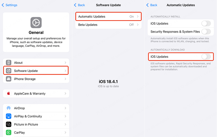 turn off automatic updates on iphone