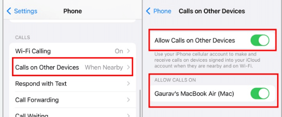 turn off call functionality on mac