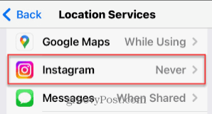 turn off instagram's location services
