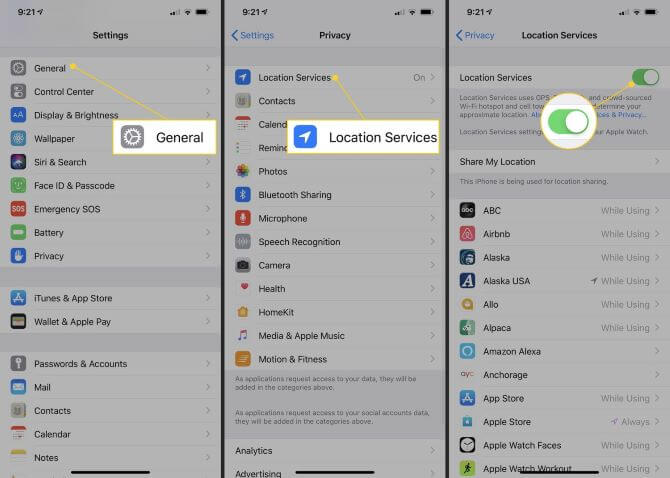 turn off iphone location services