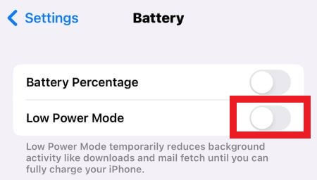 turn off low power mode