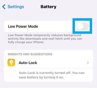 turn off low power mode