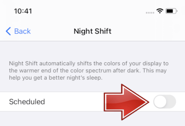 turn off iPhone night shift