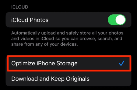 Optimize iPhone Storage