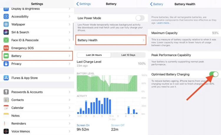 turn off optimized battery charging