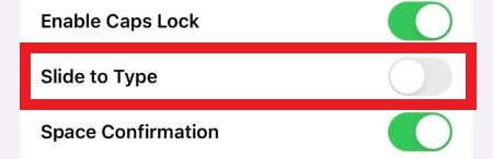 turn off the slide to type