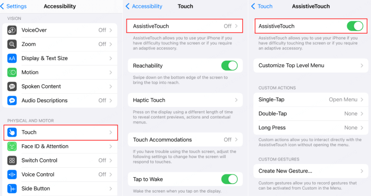 turn on assistivetouch on iphone