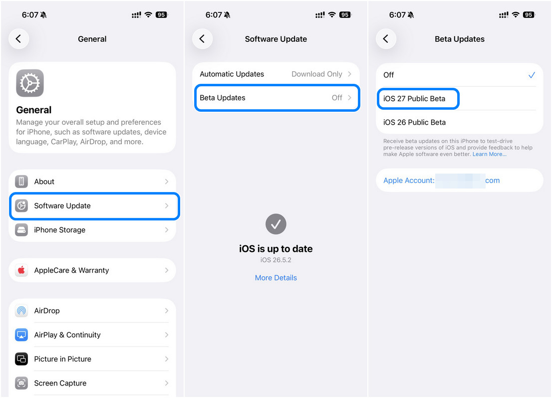 turn on beta updates