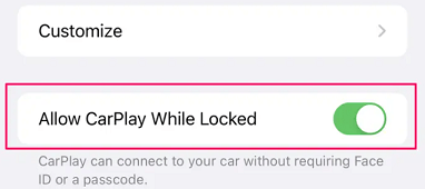 turn on carplay while the screen is locked