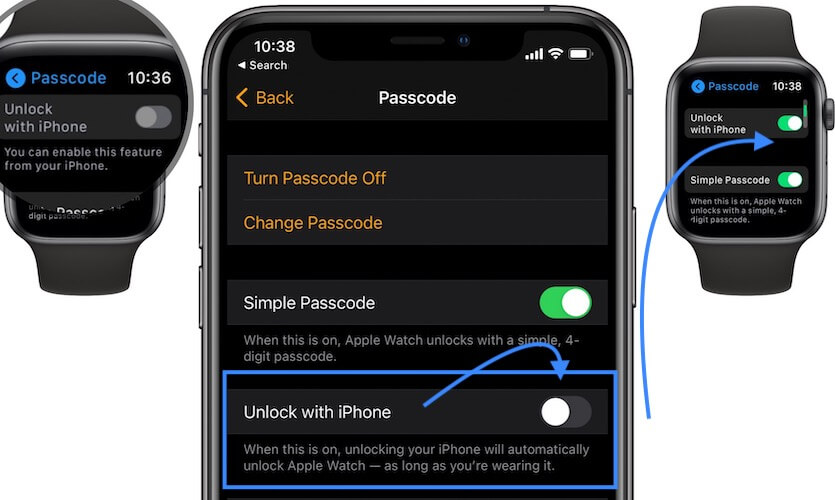 unlock iphone using apple watch not working