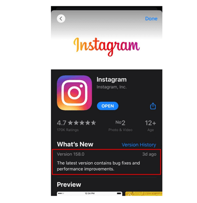 update instagram