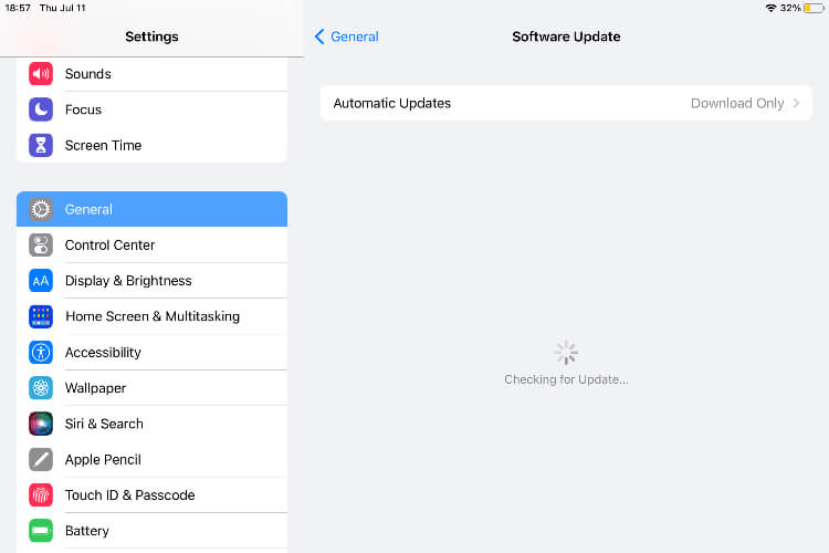 update ipad system from settings