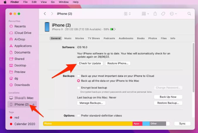 update iphone software update ios 16 using mac or pc