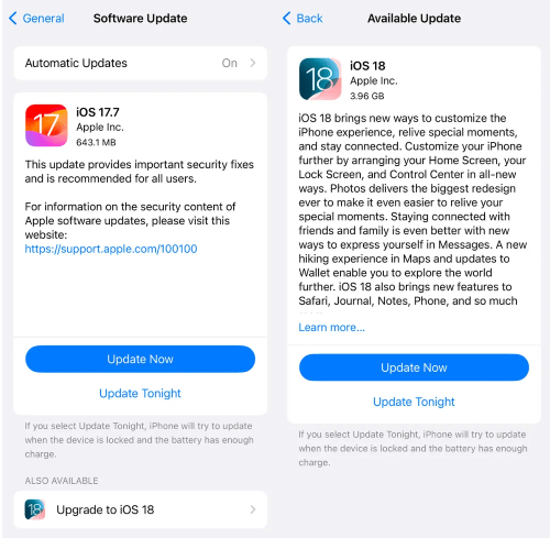 update to ios 18