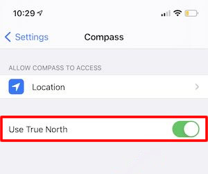 use true north for iphone compass