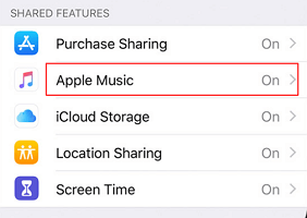 check apple music family sharing iphone