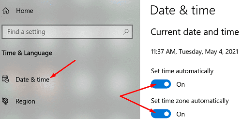 check date and time setting