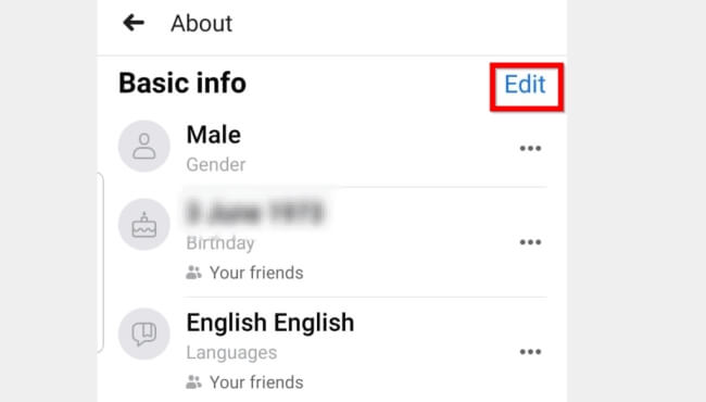 Edit Facebook Basic Info 