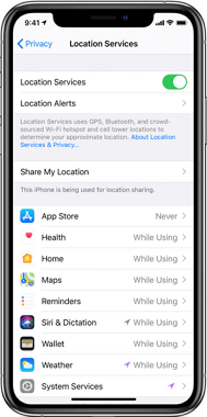 Enable Location Services on iPhone