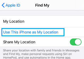 Enable Use This iPhone as My Location