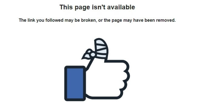 Facebook broken link