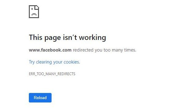 Facebook ERR_TOO_MANY_REDIRECTS