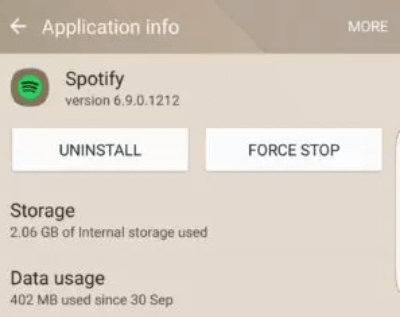 force stop Spotify on Android