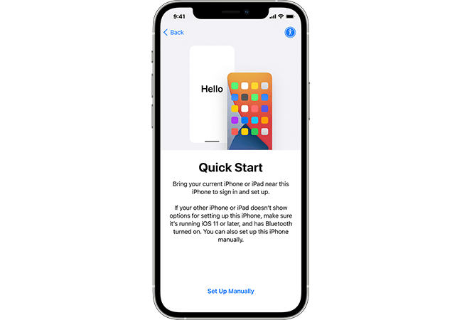 transfer iphone data in Quick Start