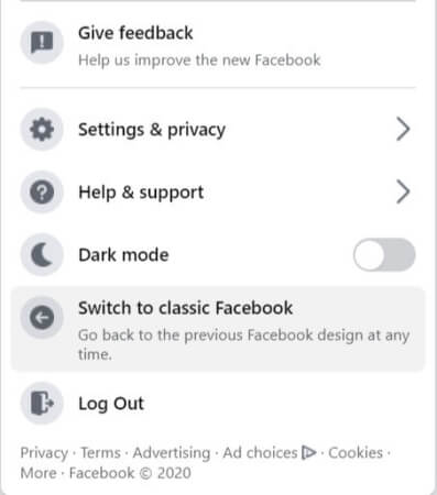 switch to classic Facebook