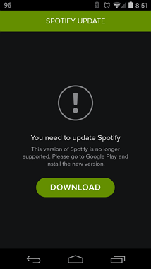 update Spotify app Android