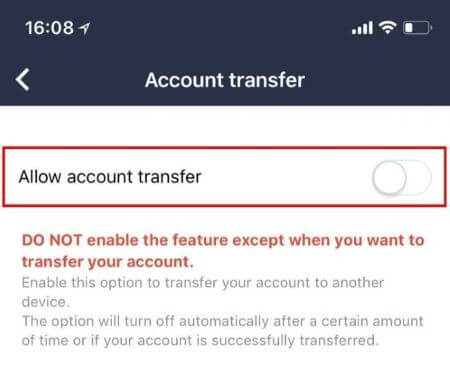 allow line account to transfer