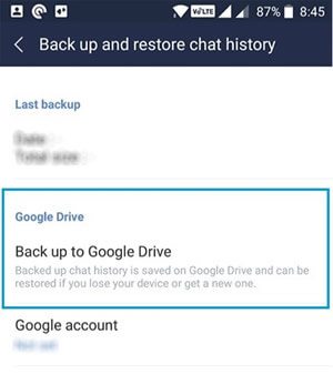 backup line data on android
