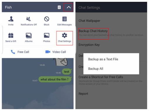 backup specific line chat on android