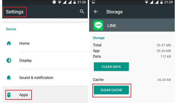 clear cache on android