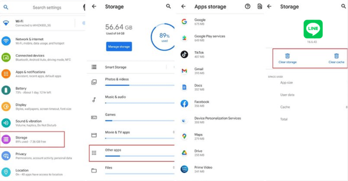 clear line app cache data